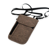 Portefeuille de cou de poche de courroie de voyage portatif fait sur commande avec le support de passeport de blocage de RFID pour les hommes femmes