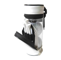 Pochette de té de balle de golf en cuir avec cylindre de baril avec pochette transparente pour objets de valeur de golf