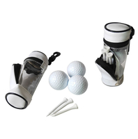 Pochette d'accessoires de mini-golf personnalisés détachables Sac de rangement de balle de tee de golf de cylindre en cuir avec usine de fenêtre en PVC