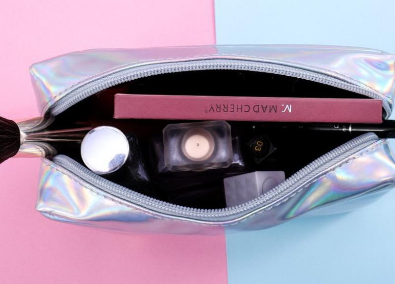 Imperméable à l'eau holographique laser pvc fille maquillage sacs de rangement maquillage organisateur femmes plage natation trousse de toilette
