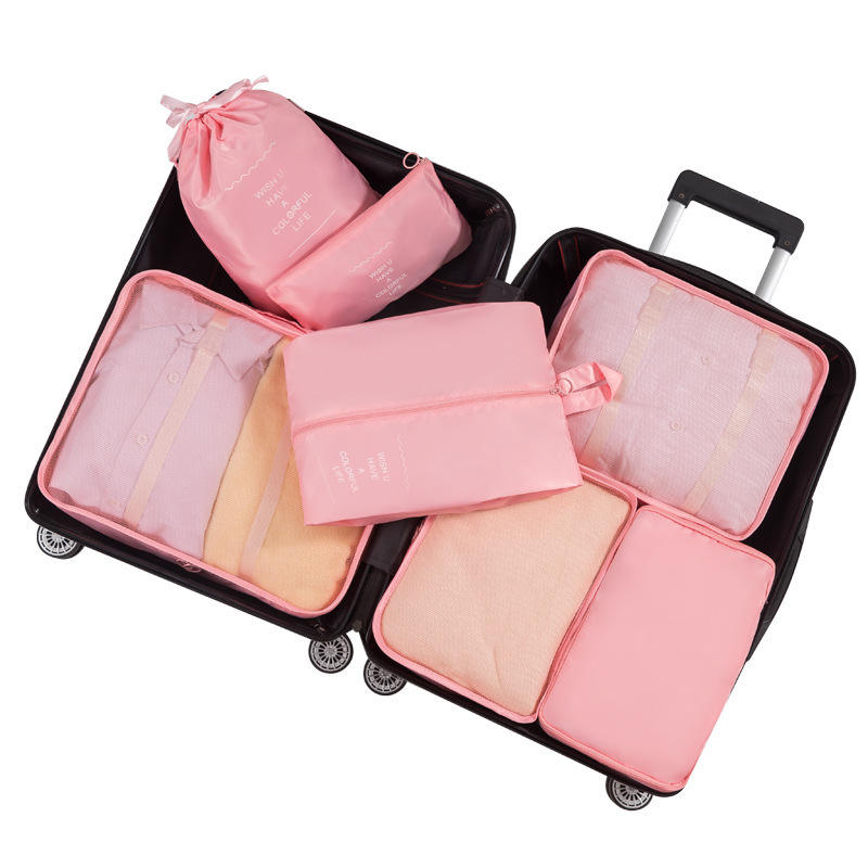 Logo personnalisé 6 pièces cubes d'emballage pour voyage cubes de voyage pliables ensemble sac de rangement léger pour bagages
