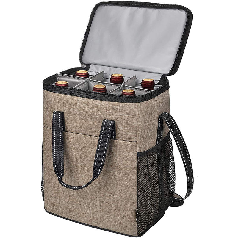 Sacs à vin thermiques isolés réutilisables Pack de pique-nique de voyage 6 bouteilles de vin
