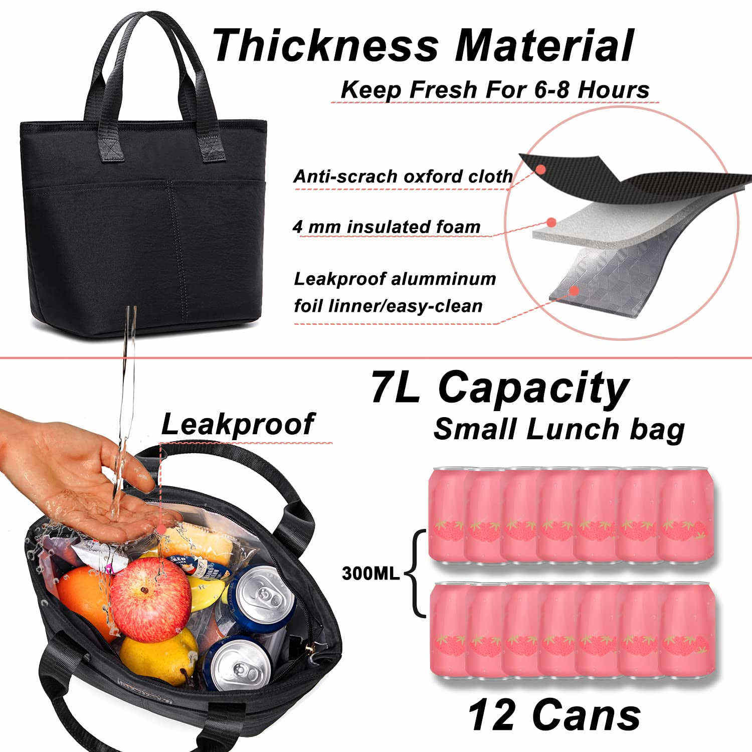 Gros femmes mignon sacs à lunch boîte à lunch fourre-tout étanche sac à lunch isolé pour le travail universitaire pique-nique randonnée plage