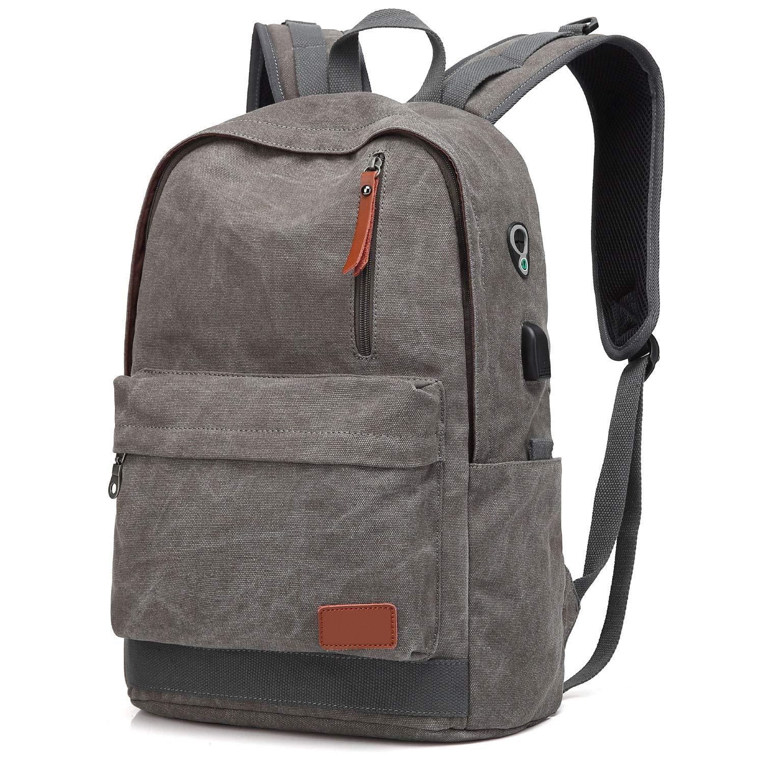 Sac à dos scolaire étanche avec sac à dos USB pour ordinateur portable en toile
