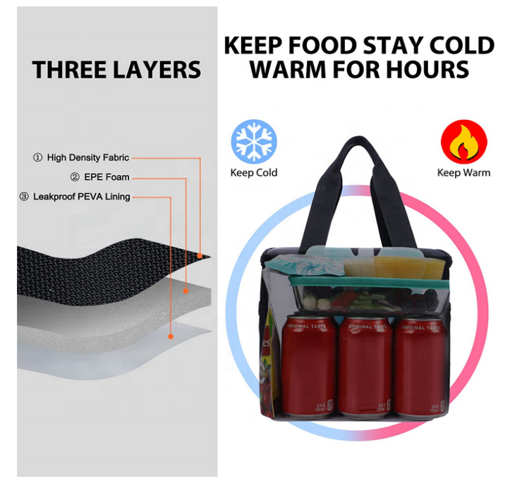 Étanche oxford thermique boîte à lunch sac pour bureau adulte isolation mousse pique-nique portable fourre-tout déjeuner sacs isothermes