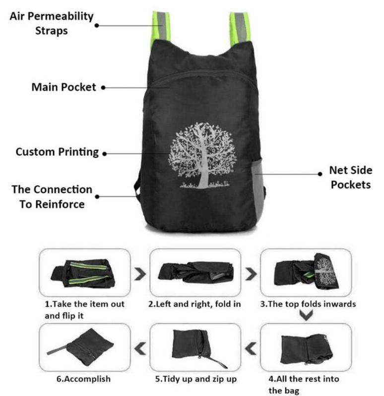 Personnalisé étanche voyage Sport pique-nique unisexe léger plié sac à dos pliable sac à dos sac à dos sac à dos