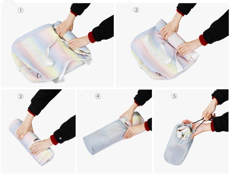 Sacs polochons de voyage pliables en cuir sport gym holographique avec compartiment à chaussures poche sèche et humide pour femme