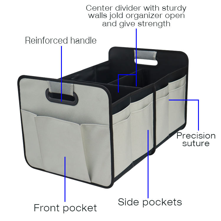 Boîte de rangement de coffre de voiture robuste organisateur de dossier de siège de voiture boîte de rangement de cargaison organisateur de coffre de voiture pliable