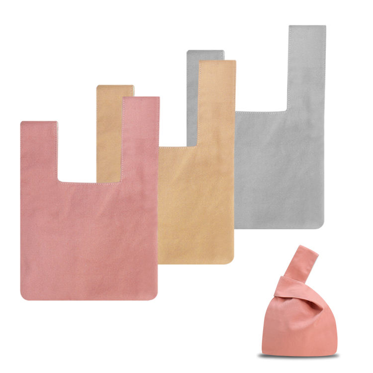 Mode japonais poignet sac Vintage coton Simple noeud poignet sac pochette Portable sac à main toile fourre-tout cadeau pour fille