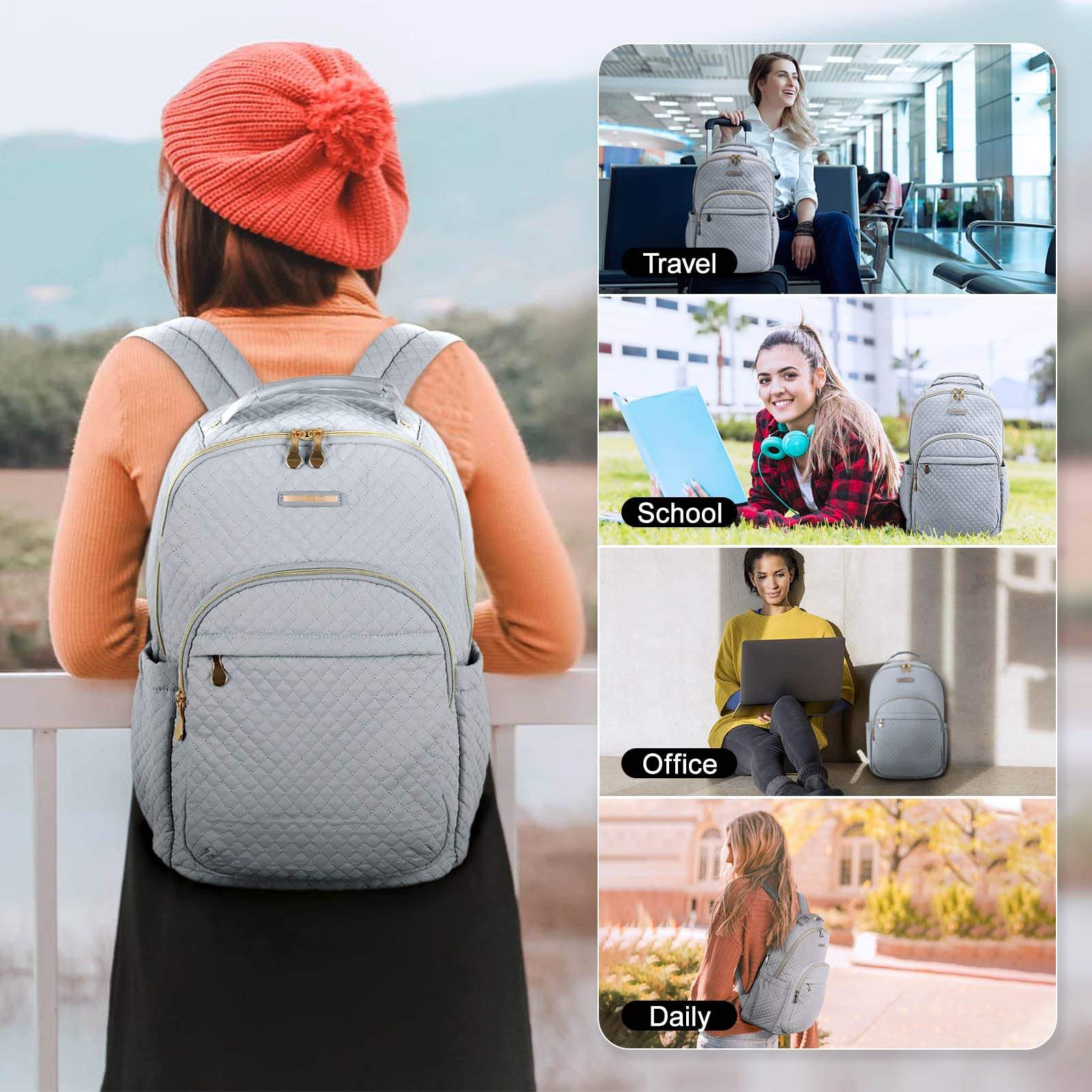 15.6inch Notebook Casual Computer Bag for Work Travel Business College Large Women Laptop Backpack