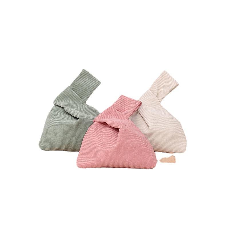 Dames filles femmes japonais personnalisé velours côtelé cadeau sac à main shopping sac à main poignet noeud sac