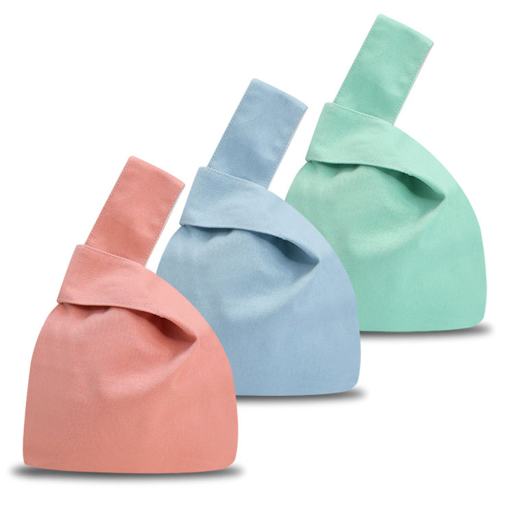 Mode japonais poignet sac Vintage coton Simple noeud poignet sac pochette Portable sac à main toile fourre-tout cadeau pour fille