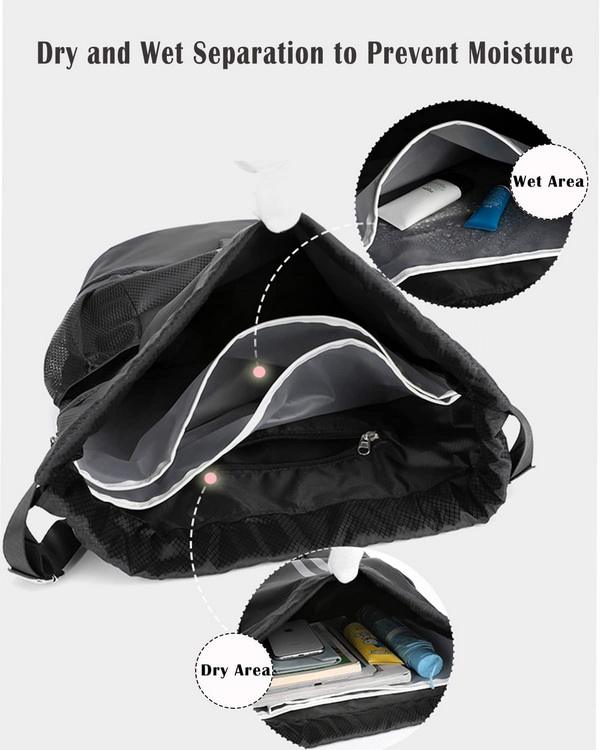 Logo personnalisé en gros étanche bande réfléchissante sec humide séparation gym sport cordon sac à dos sacs portable