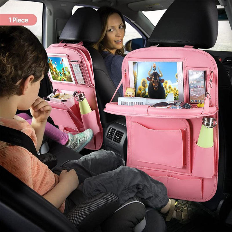 Organisateur de siège arrière de voiture avec poubelle en cuir PU organisateur de stockage de voiture avec plateau de Table pliable support de tablette à écran tactile