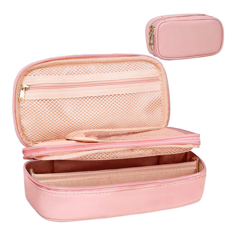 Trousse de toilette de voyage étanche Portable belle couleur rose femmes maquillage sac organisateur avec poches à fente pour brosse