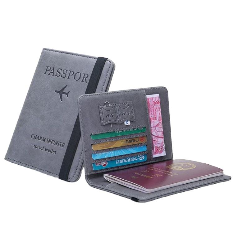 Couverture de passeport en cuir PU de luxe porte-carte de crédit portefeuille de voyage anti-vol porte-passeport RFID pour voyage en avion