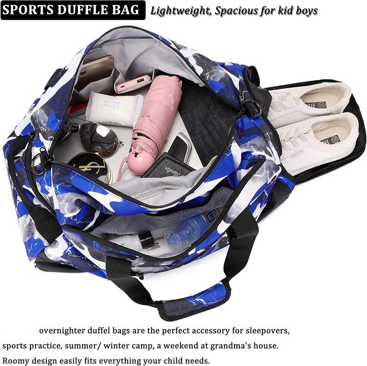 Grand sac de voyage en nylon unisexe imperméable à l'eau avec logo personnalisé pour remise en forme, sec et humide, avec compartiment à chaussures