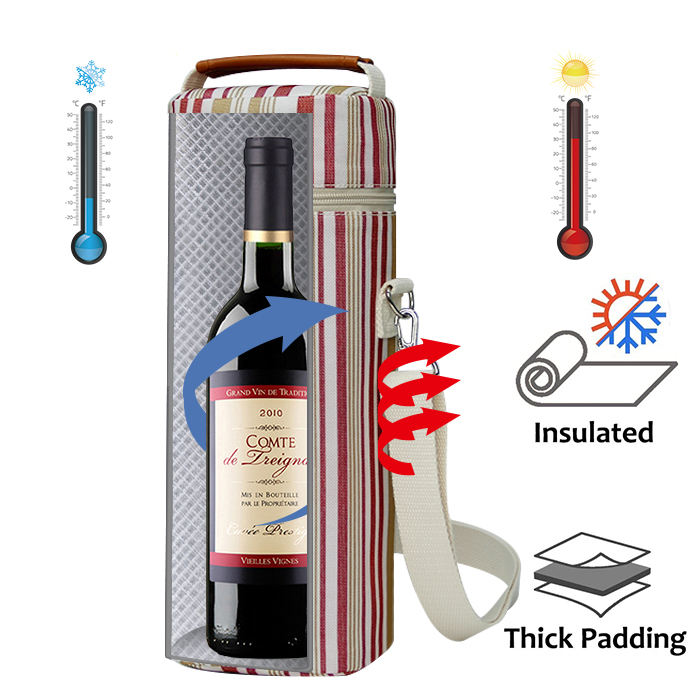 Bouteille de vin isolée en gros sac isotherme isolation thermique bouteille d'eau potable sac de ceinture de transport