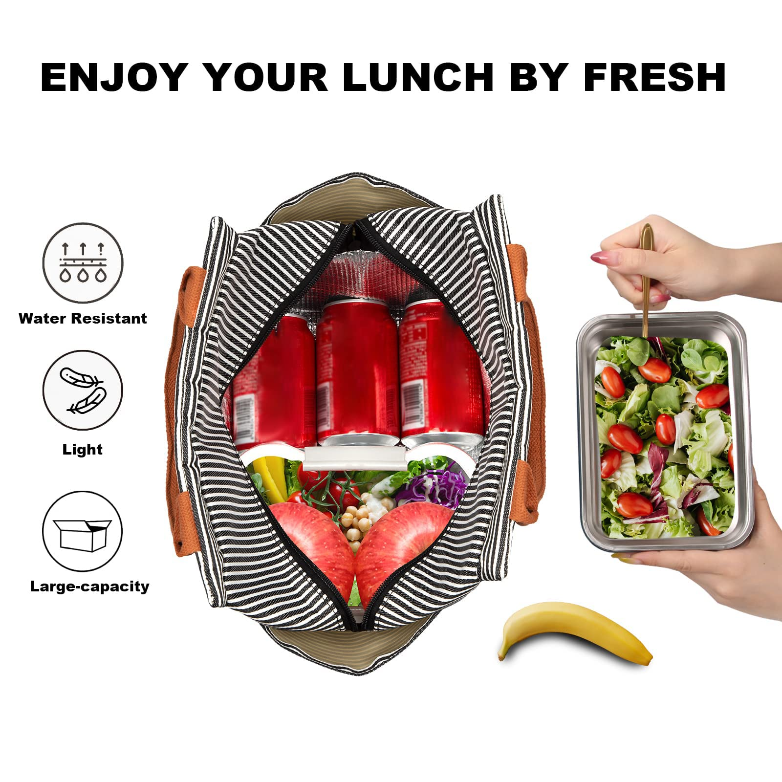 Boîte à lunch isotherme pour femmes de marque privée Grand sac fourre-tout isotherme durable réutilisable pour le pique-nique de voyage de bureau de travail