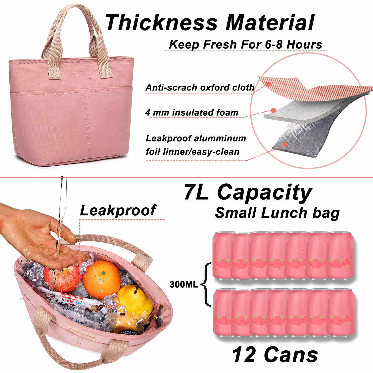 Logo personnalisé femmes mignon sacs à déjeuner thermiques fourre-tout étanche sac à déjeuner isolé pour le travail universitaire pique-nique randonnée plage