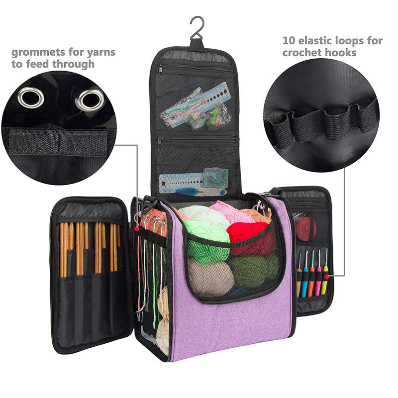 Amazon populaire portable multifonctionnel machine à coudre fil tricoté à la main crochet kit de couture aiguille et fil sac de rangement