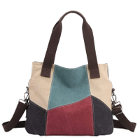 Mode Hobo multicolore épissure épaule bandoulière sacs à main sac fourre-tout toile sacs à main pour les femmes