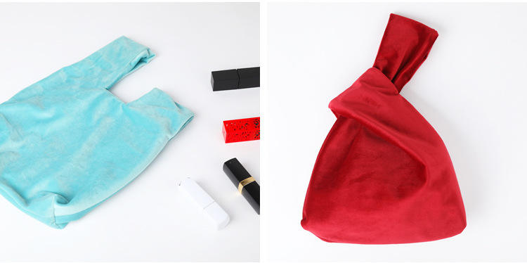 Personnalisez Mini Style Japonais Wind Sleeve Hand-held Hand Vintage Velvet Sac à Main Poignet Noeud Sacs pour Femmes