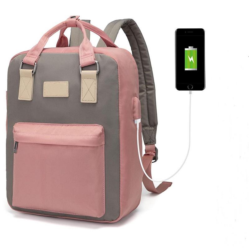 Unisexe Lycée Dames Bookbags USB Charge Sac Fourre-Tout École Ordinateur Portable Sacs À Dos Pour Adolescent