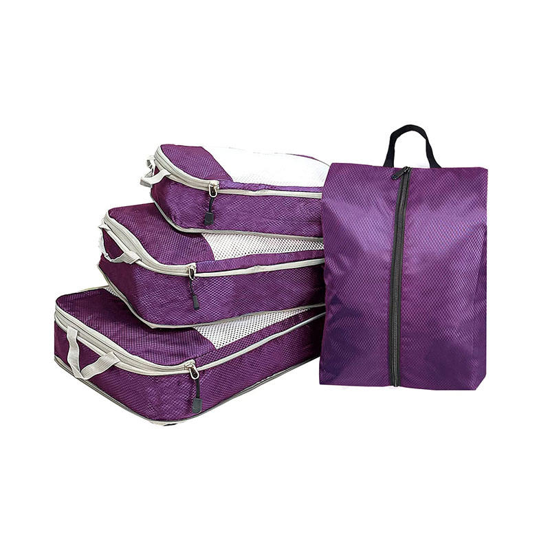 Rouge étanche compression 4 pièces voyage accessoires organisateur bagages cube sac emballage cubes pour vêtements