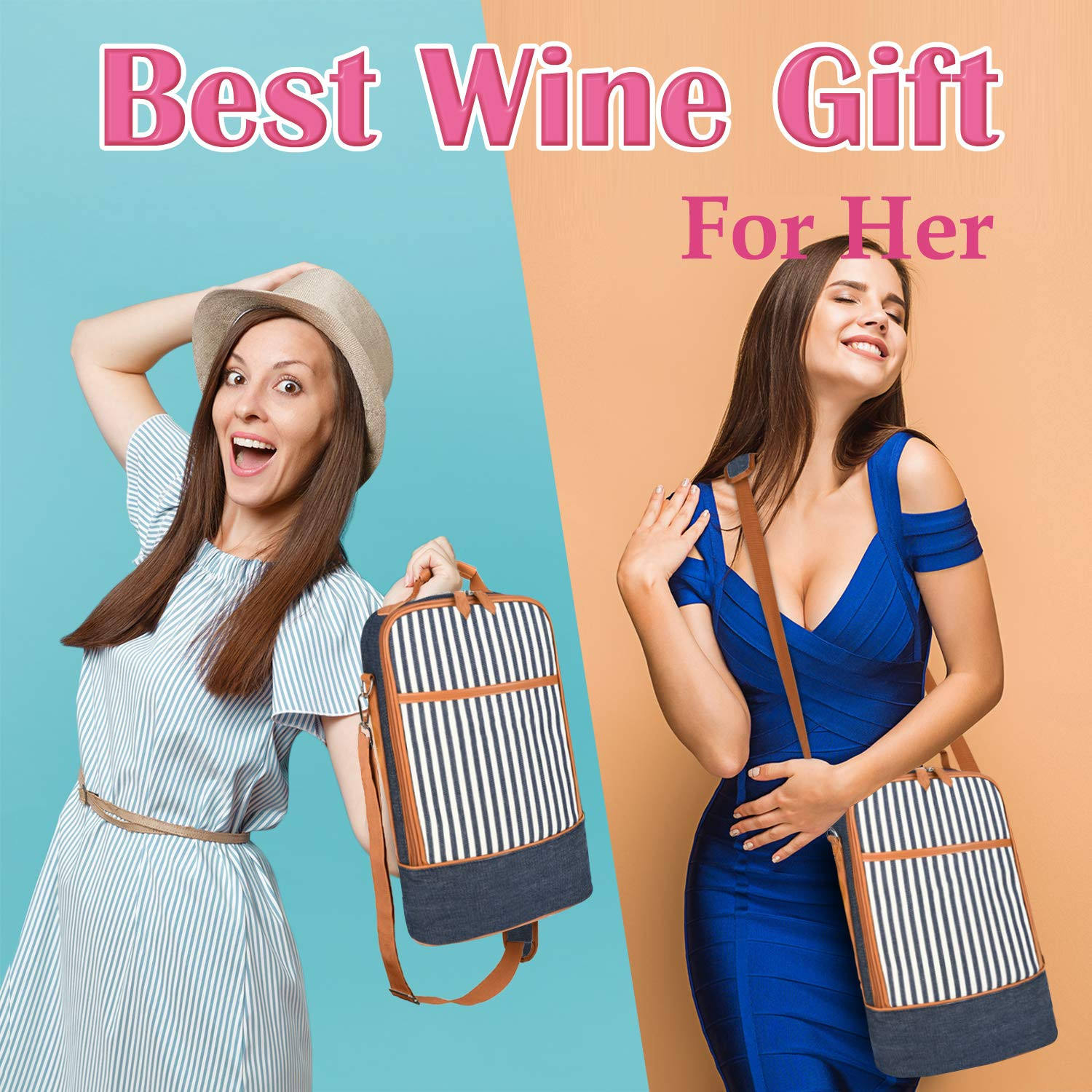 Porte-sac isotherme isolé personnalisé pour 2 bouteilles de vin pour hommes femmes cadeau avec séparateurs et bandoulière rembourrée