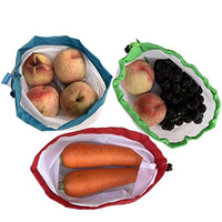 Sac de produits en maille lavable à lessive RPET réutilisable et respectueux de l'environnement pour les légumes de fruits alimentaires de magasin