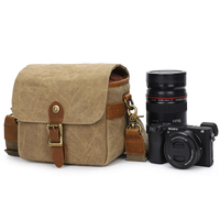 petit sac à bandoulière pour appareil photo rembourré vintage personnalisé garniture en cuir de toile imperméable sac pour appareil photo canon nikon