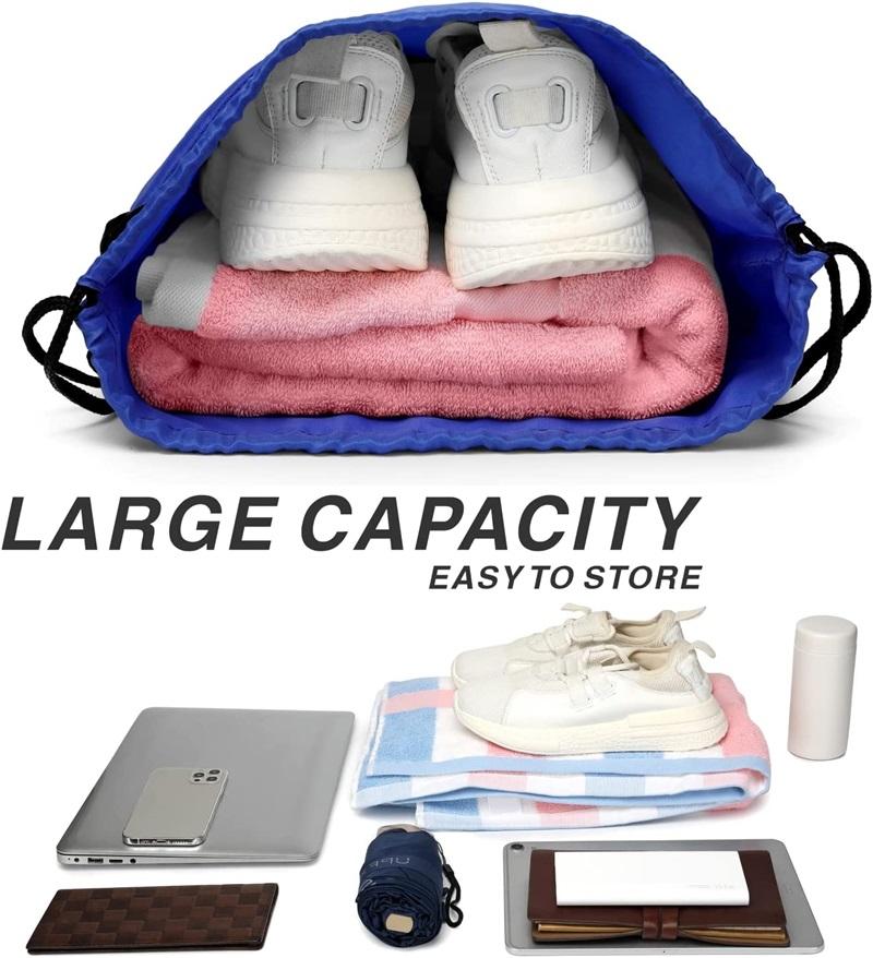 Sac à dos à cordon réutilisable et durable en polyester promotionnel sac de rangement de transport portable poche à cordon